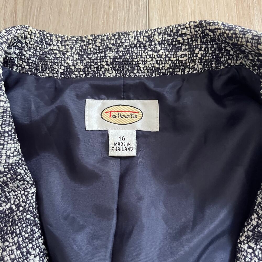Talbots Women’s Navy Blue Tweed Blazer Size 16 - Picture 3 of 9